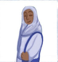 Dr. Faiza Munsi, a hijabi wearing near-white blues.