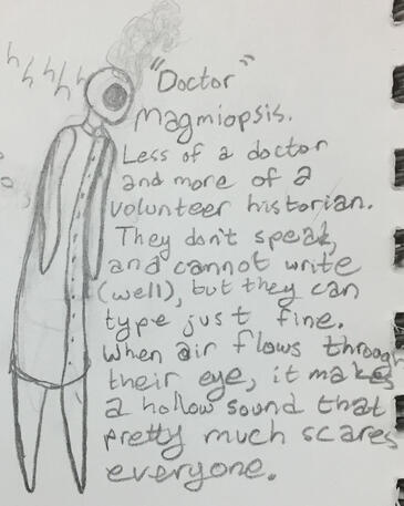 A tall, stoney alien with a hole where their face would be.